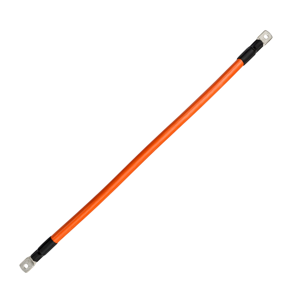 600mm orange 95mm² battery cable lead with black heat shrink and M8 bellmouth lugs