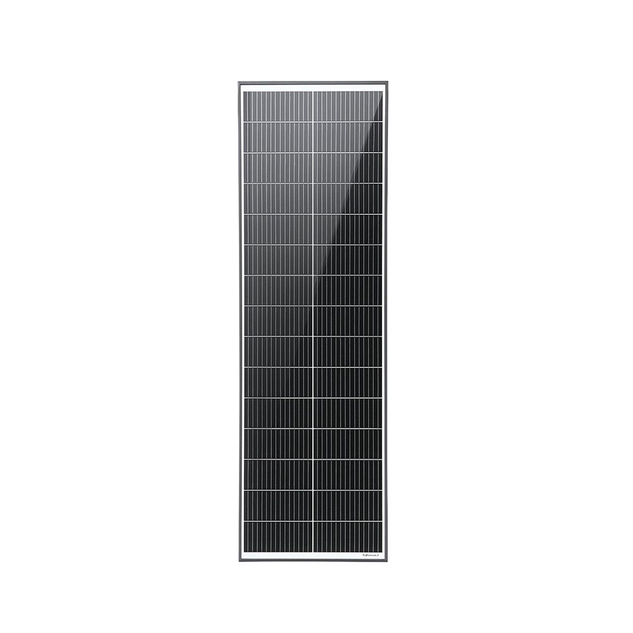 Front view of Exotronic 80W narrow fixed solar panel with black frame