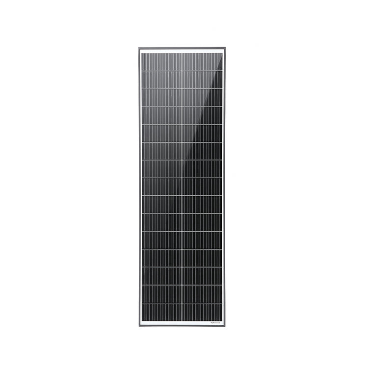 Front view of Exotronic 80W narrow fixed solar panel with black frame