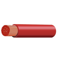 Red 8B&S single core automotive cable cutaway showing multi-stranded copper conductor and PVC insulation