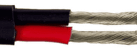 Close-up of 8B&S twin core cable showing internal insulated cores and tinned copper wire strands