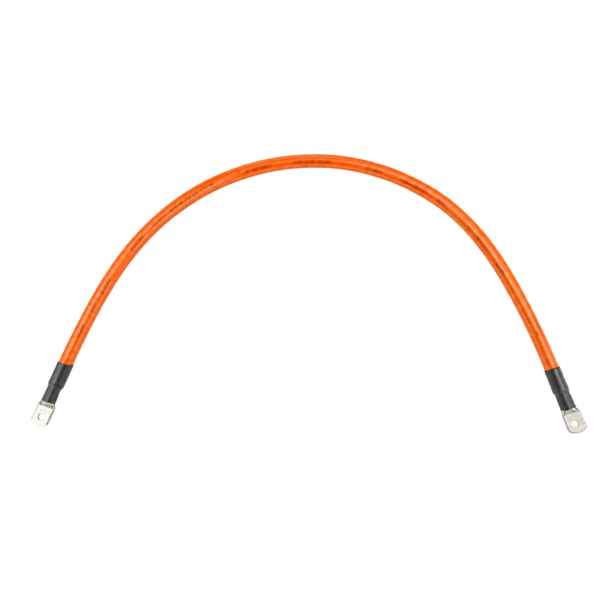 1000mm orange 95mm² battery cable with M8 tinned copper lugs and black heat shrink