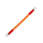 300mm length of 95mm2 red battery cable with M8 tinned copper lugs and orange sheath