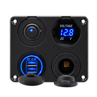 Exotronic Voltmeter, Accessory/Cigarette, Dual USB Socket Flush Mount Panel