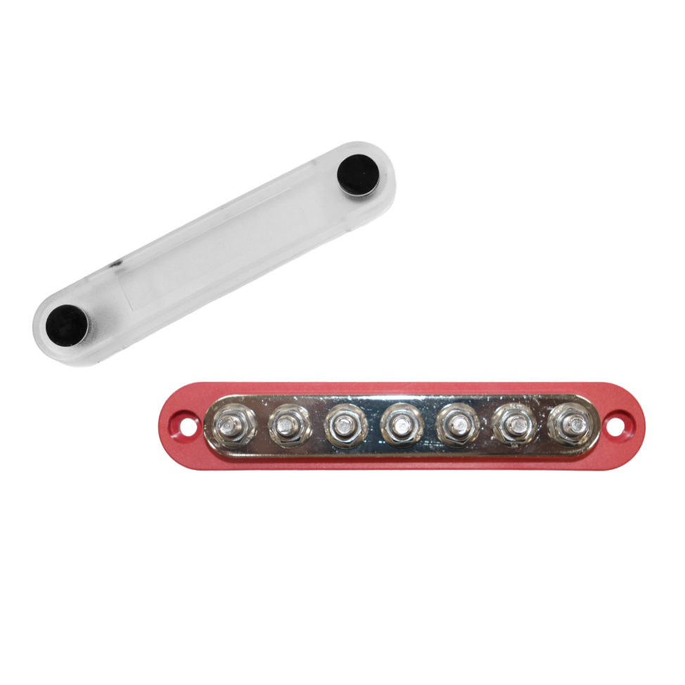 Exotronic 150A Red 7x M6 Stud Busbar with Cover Main Image