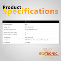 Exotronic 300A Black 3x M10 Stud & 10x Screw Busbar with Cover 4