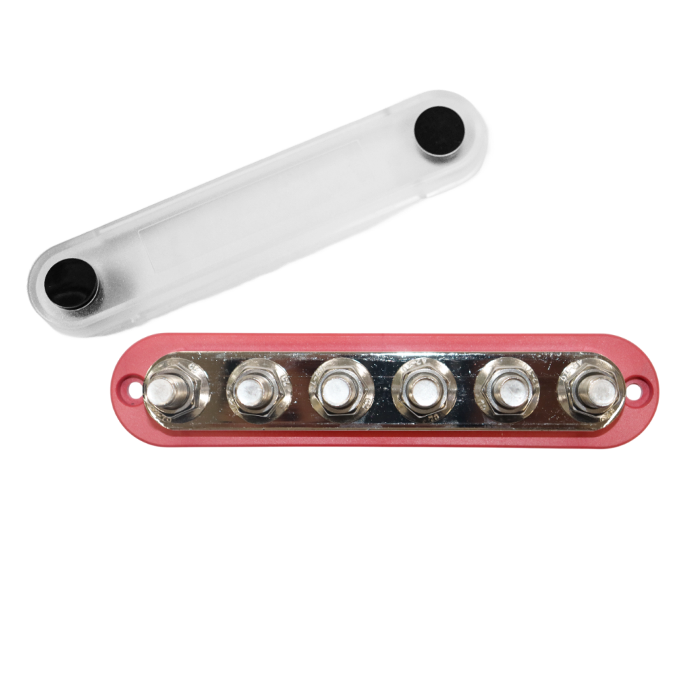 Exotronic 300A Red 6x M10 Stud Busbar with Cover Main Image