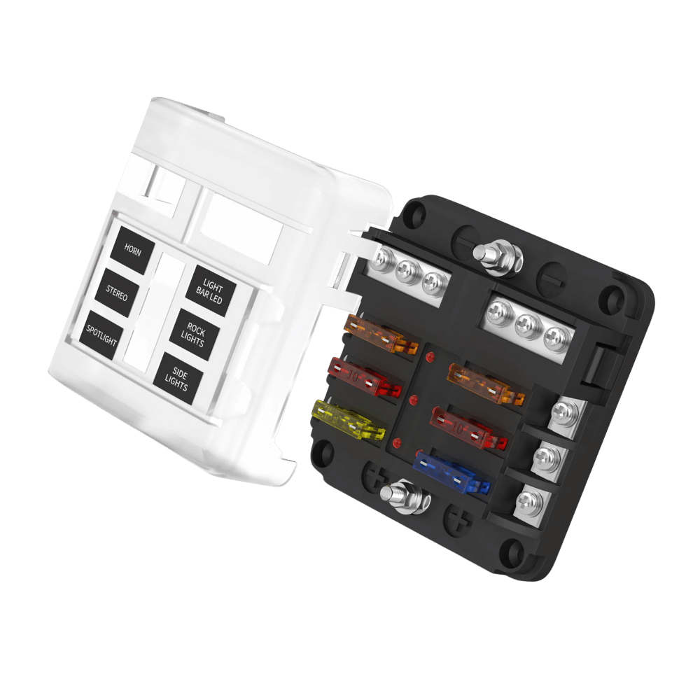 Exotronic 6 Blade Fuse Holder w/ Negative Bus Bar & Cover Main Image
