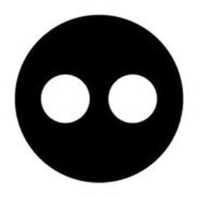 Black 20mm circular rubber grommet insert with two 6mm diameter holes