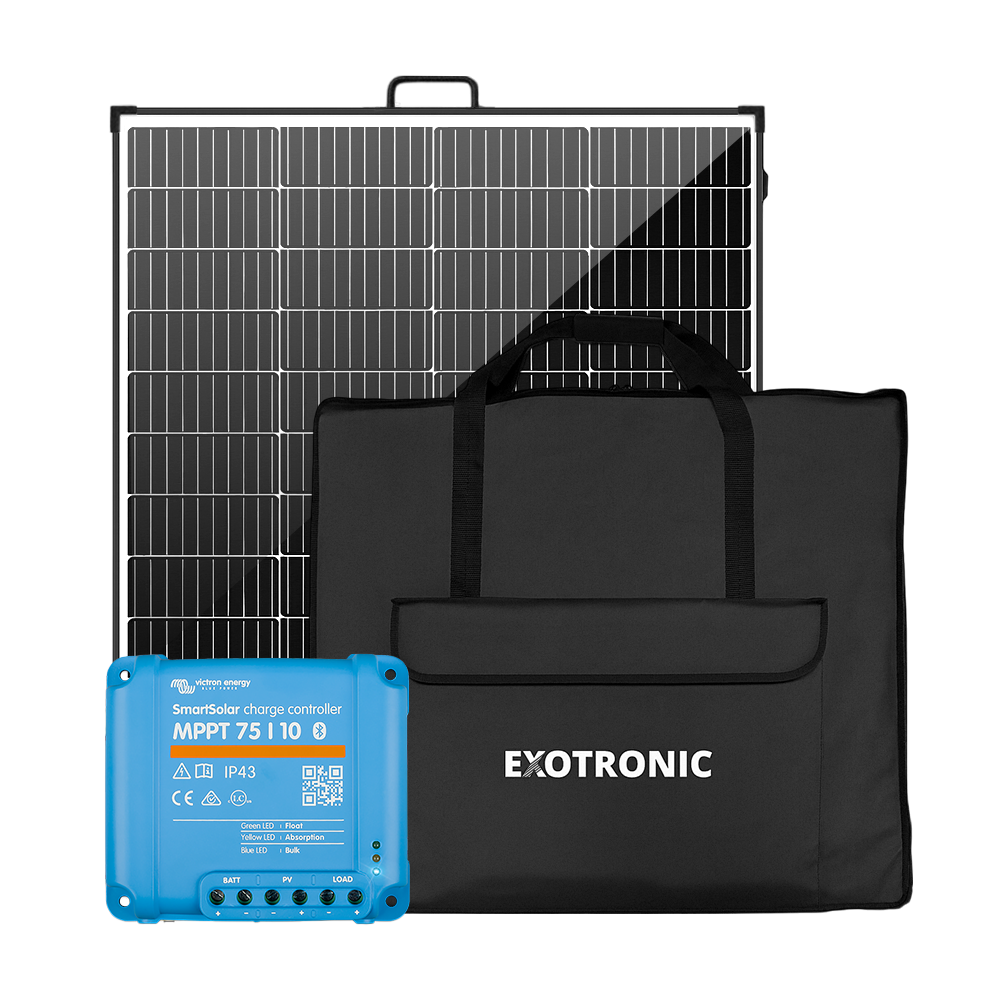 Exotronic 24V 200W Portable Folding Solar Panel + Victron SmartSolar 75/15