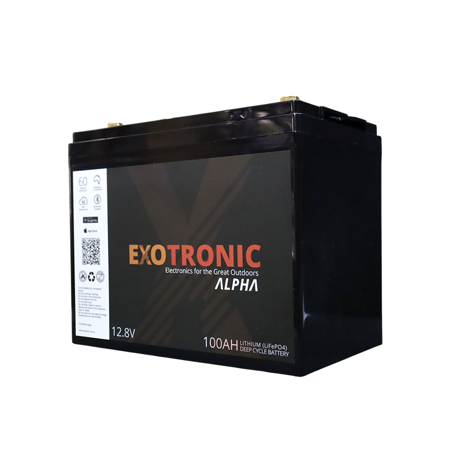 Exotronic 12V 100Ah Alpha IP67 Smart Bluetooth Lithium Battery