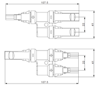 Exotronic 2 to 1 'h' Branch MC4 Compatible Solar Connector Pair 4