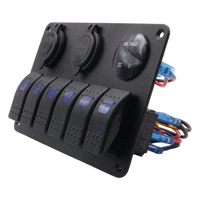 Exotronic 12/24V 6x LED Rocker, Voltmeter, Cigarette Lighter, Dual USB Socket Marine Switch Panel 1