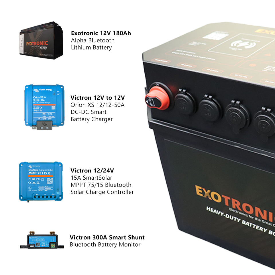 Exotronic 180Ah Pre-wired Orion XS + SmartSolar + SmartShunt Lithium Battery Box