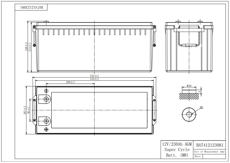 Victron 12V 230Ah AGM Super Cycle Deep Cycle Battery 2