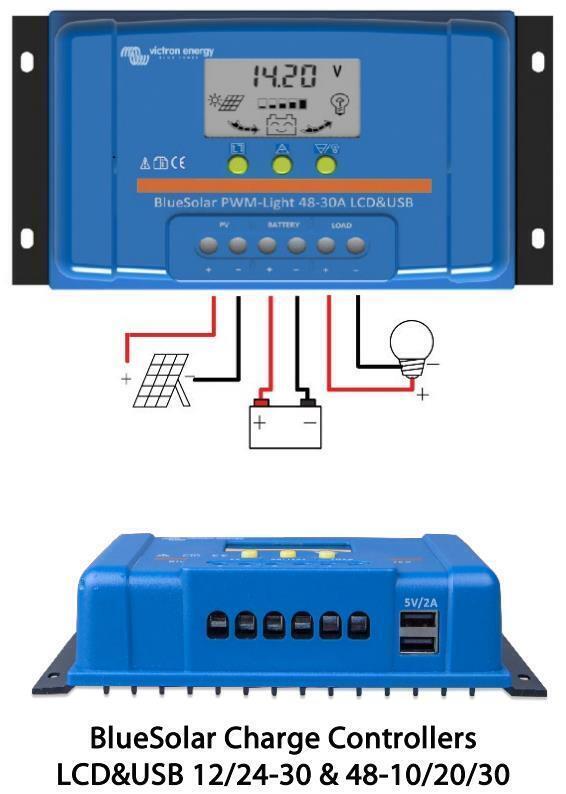 Victron 48V 10A BlueSolar PWM-LCD&USB Solar Charge Controller Main Image