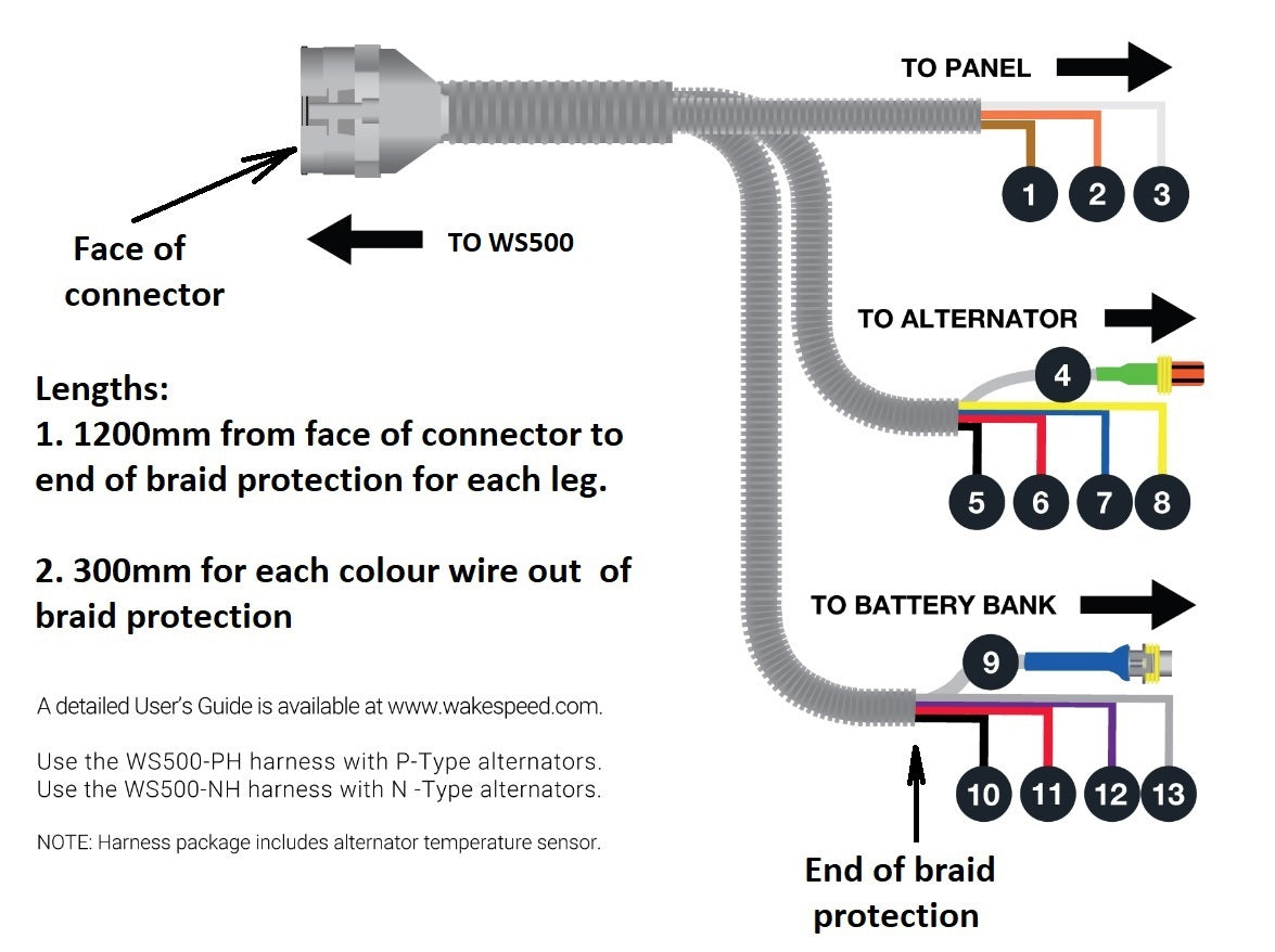 Wakespeed WS500 P-type wiring harness 2