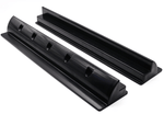 Pair of 680mm black ABS solar panel mounting brackets with aerodynamic profile and recessed screw holes