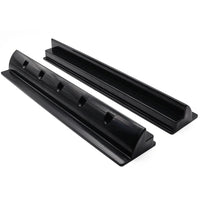Pair of 680mm black ABS solar panel mounting brackets with aerodynamic profile and recessed screw holes