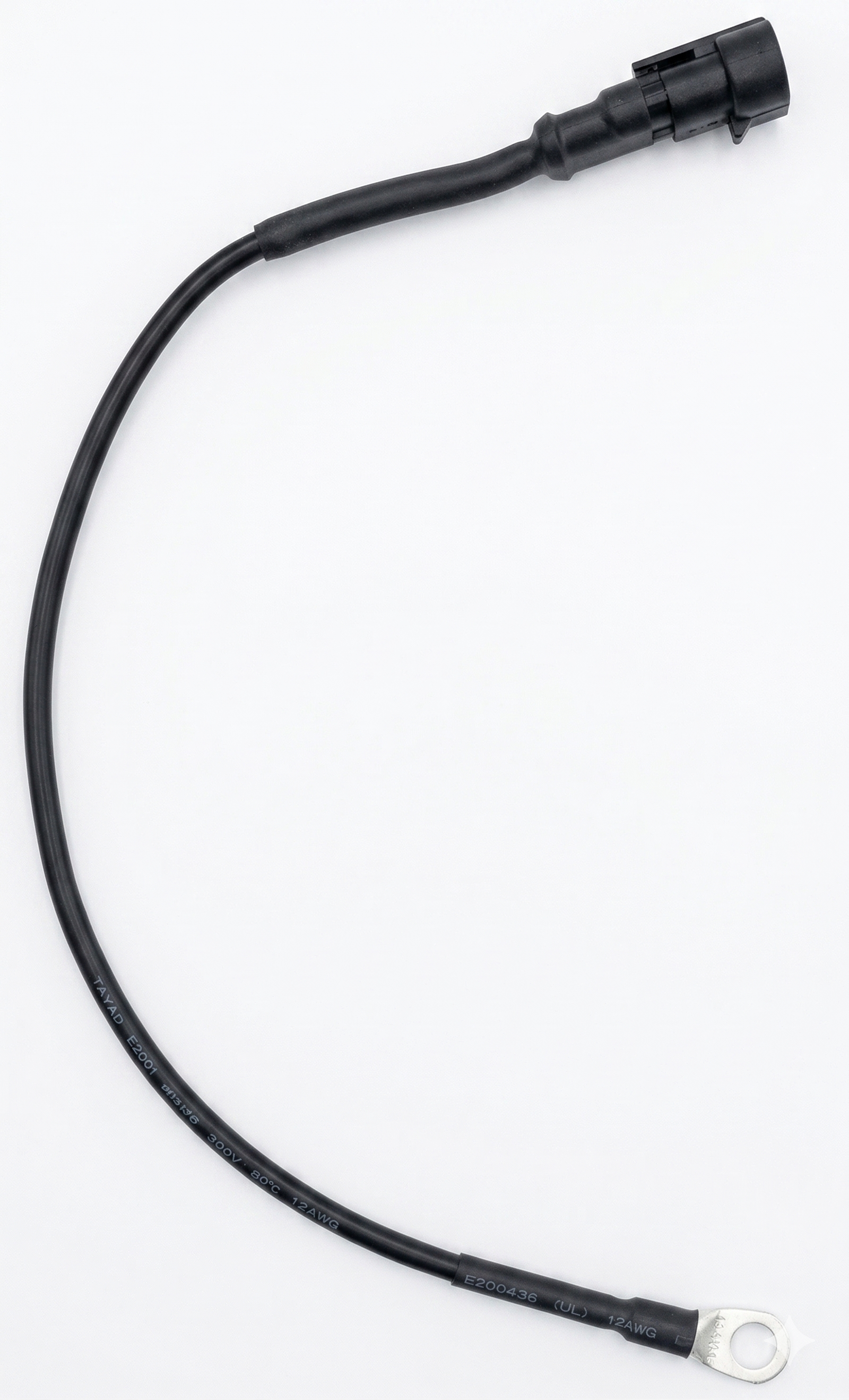0.3m alternator temperature sensor cable with ring terminal and plug connector