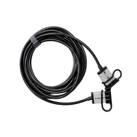 Coiled black extension cable with grey Anderson-style plugs and protective caps