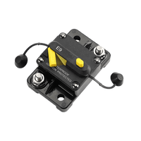 Angled view of marine circuit breaker showing stainless steel studs and mounting holes