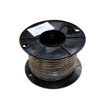 High-angle view of 30m cable roll on a black plastic spool with Austech label