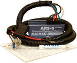 Balmar 12V ARS-5 alternator regulator surrounded by black split-loom wiring harness, magnetic tool and manual