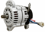 White Balmar 60 Series 12V 120A alternator with 4-inch saddle mount, bare threaded shaft without pulley and wiring pigtail
