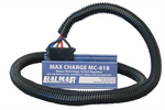 Balmar MC-618 12V multi-stage alternator regulator in blue casing with coiled black wiring harness connected
