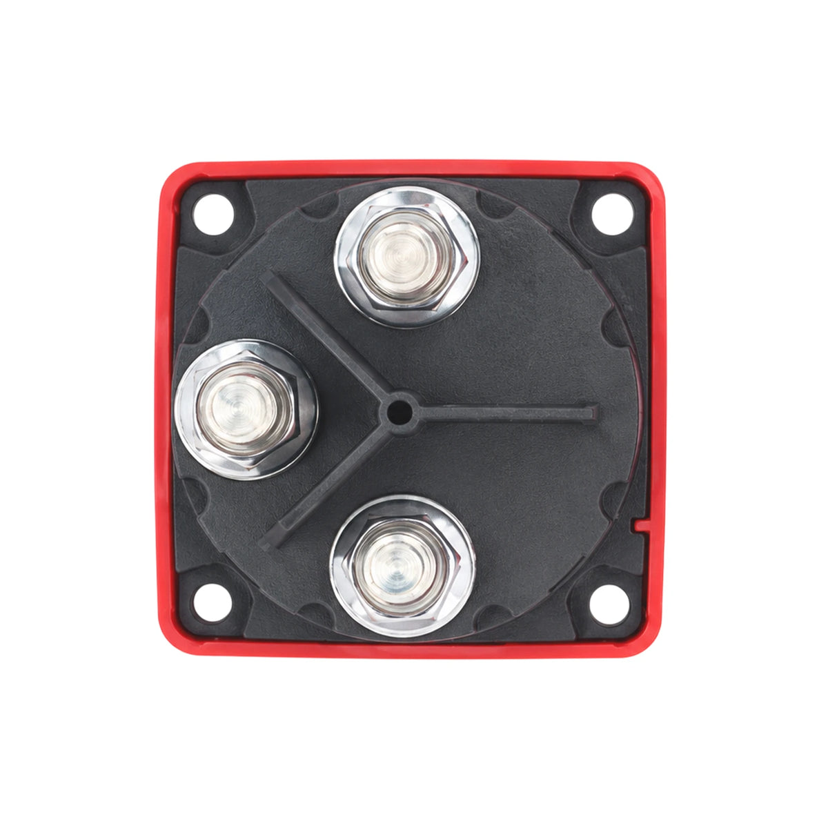 Rear view showing three heavy-duty threaded terminals for battery cable connection