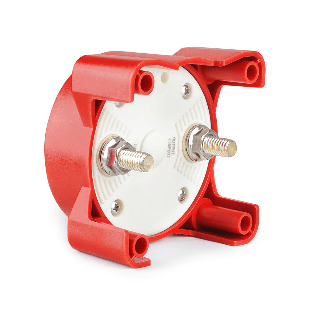 Underside view of switch highlighting two large metal terminal studs