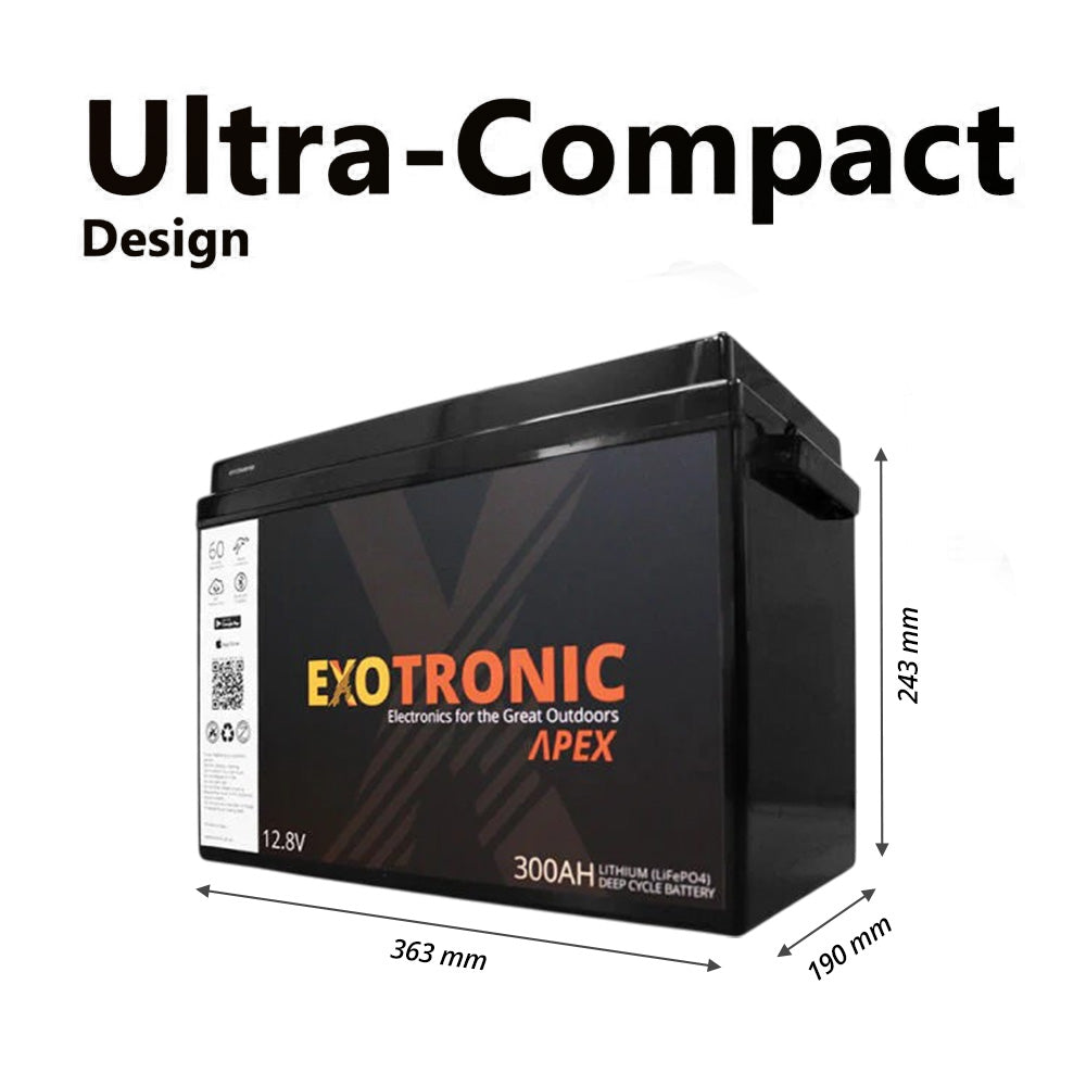 Exotronic 12V 300Ah Apex IP67 Smart Bluetooth Lithium Battery