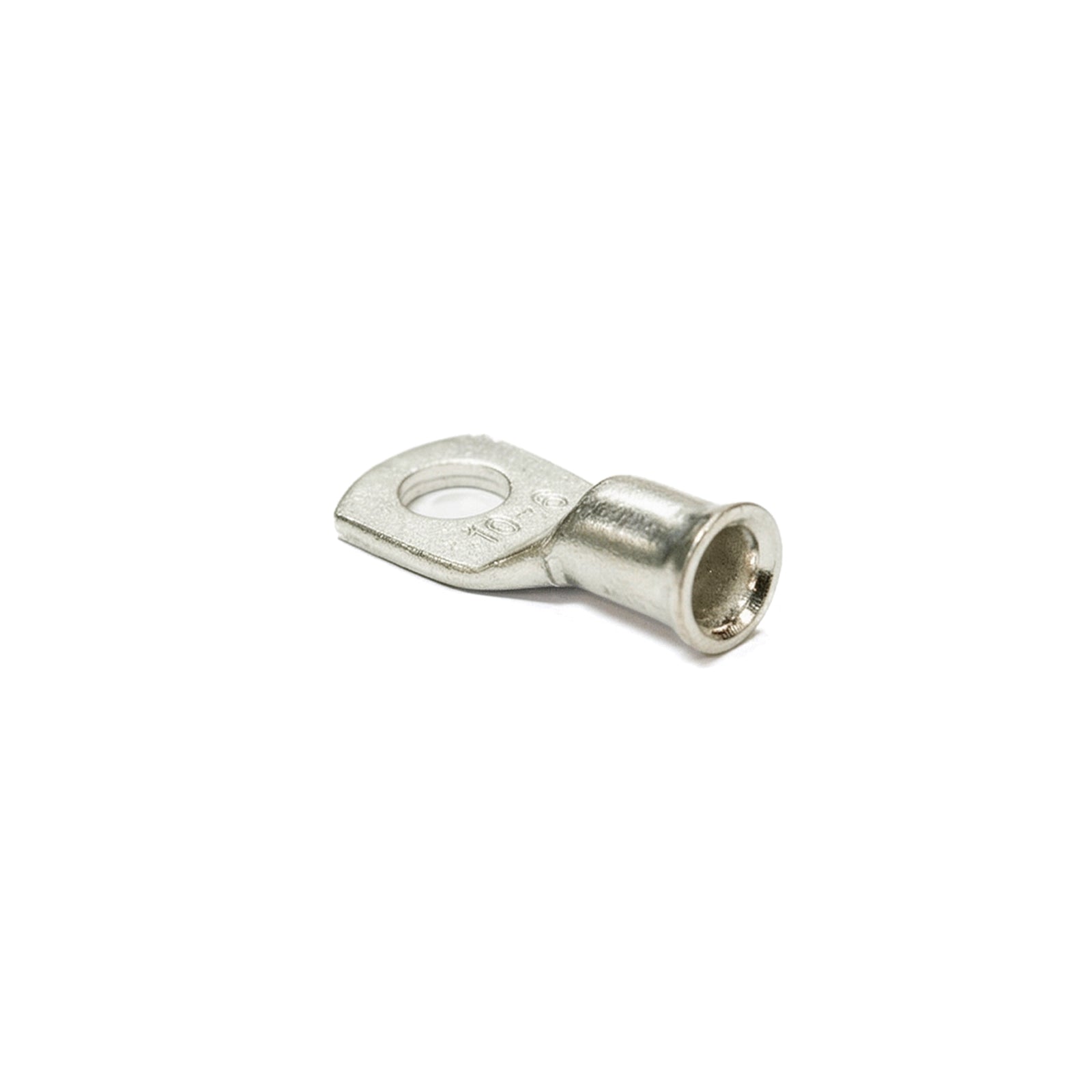 Detail view of the bellmouth flared entry on a 10mm² copper lug