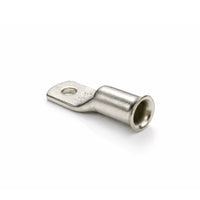 Angled rear view of a tinned copper lug highlighting the bellmouth entry for easy 50mm² cable insertion