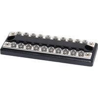 Blue Sea 100A DualBus with 10 circuit screw terminals on an insulating black ABS base