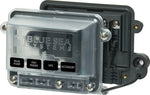 Blue Sea 100A water-resistant busbar with clear protective cover and circuit labels