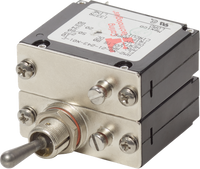 Blue Sea 10A A2 toggle circuit breaker with silver metal toggle and mounting faceplate