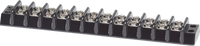 12-circuit 30A terminal block with black closed-back insulation and screw terminals