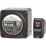 Blue Sea m-LVD low voltage disconnect unit and remote rocker switch with status LED