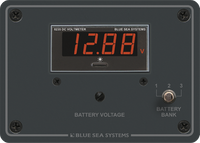 Blue Sea digital DC voltmeter panel with 4-digit red LED display and 3-bank selector switch