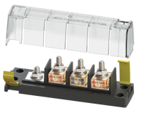 Blue Sea 3-circuit MRBF fuse block with common negative terminal and clear insulating cover BS-5196B