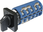 Blue Sea 3-position rotary AC source selector switch with black knob and blue heavy-duty screw terminals