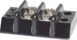 Blue Sea 30A 2-circuit terminal block with black housing and screw terminals