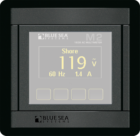 Blue Sea 360 Panel System module housing an M2 series digital monitor with a black textured finish