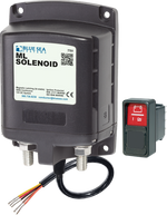 Blue Sea 500A ML-Series solenoid battery isolator with 22mm copper studs and remote rocker switch