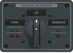 AC rotary selector panel for 240V Shore and Generator power with LED status indicators