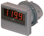 Blue Sea digital AC voltmeter with red LED display and threaded mounting body