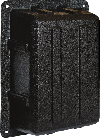 Textured black plastic AC isolation panel protective cover with mounting flanges