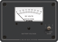 Analog 8-16V DC voltmeter with 3-position battery bank selector on aluminium panel